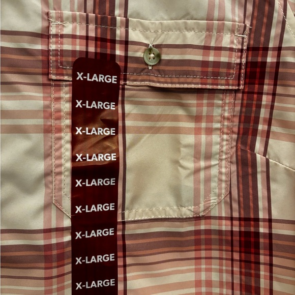 Eddie Bauer Ladies Short Sleeve Adventure Top XL Peach Starling Plaid - Picture 12 of 13